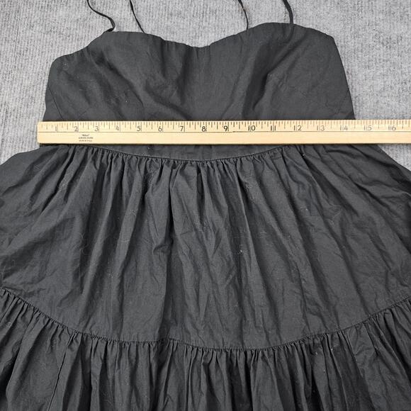J.Crew Dress Womens 6 Black Poplin Tiered Babydoll Tea Midi Minimal Classic - Picture 3 of 7